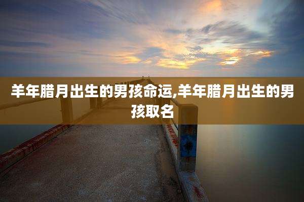 羊年腊月出生的男孩命运,羊年腊月出生的男孩取名