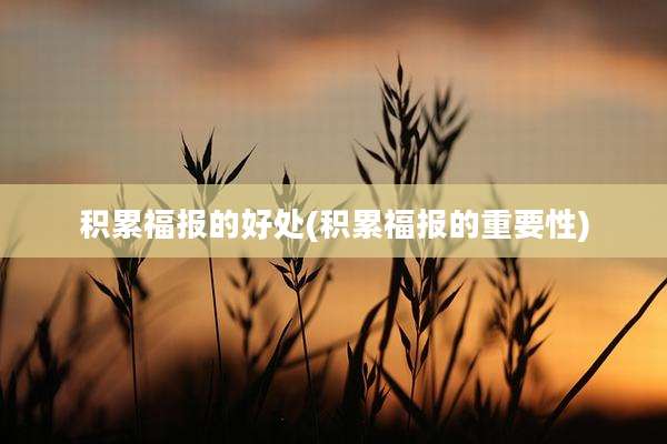 积累福报的好处(积累福报的重要性)