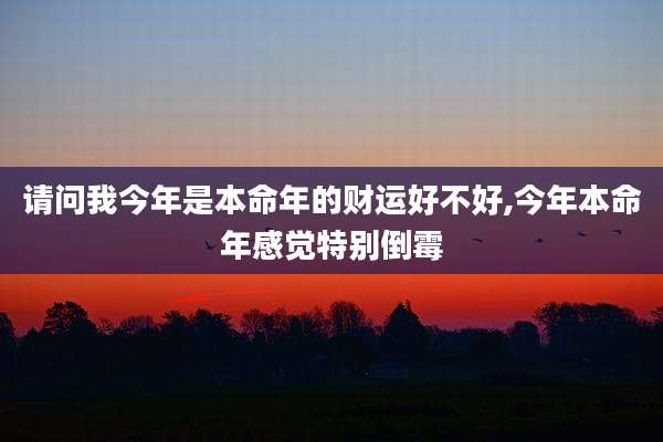 请问我今年是本命年的财运好不好,今年本命年感觉特别倒霉