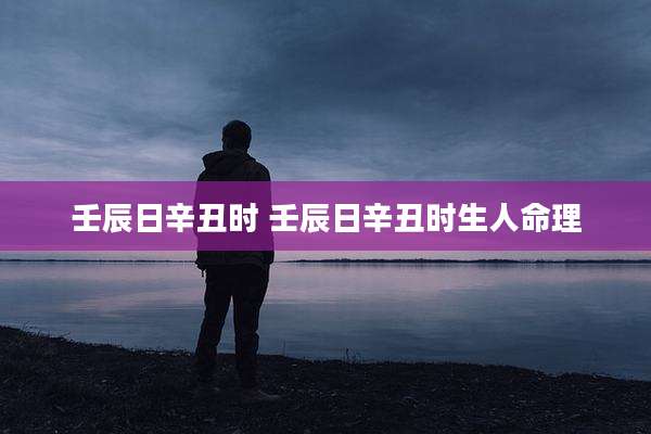 壬辰日辛丑时 壬辰日辛丑时生人命理