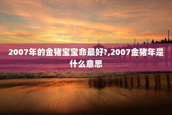 2007年的金猪宝宝命最好?,2007金猪年是什么意思