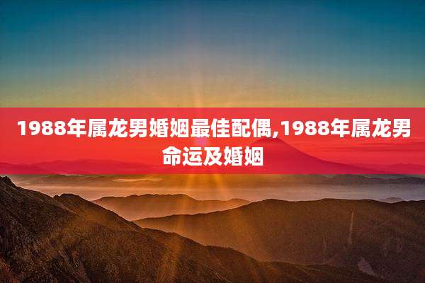 1988年属龙男婚姻最佳配偶,1988年属龙男命运及婚姻
