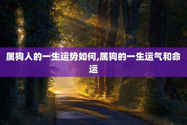 属狗人的一生运势如何,属狗的一生运气和命运