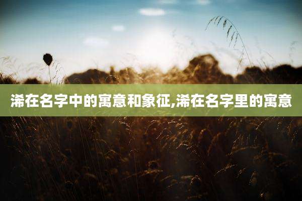 浠在名字中的寓意和象征,浠在名字里的寓意
