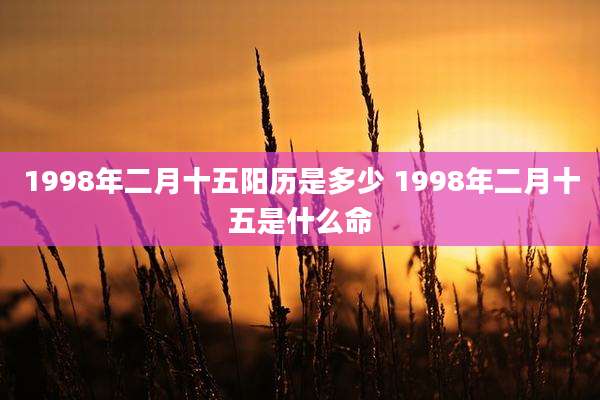 1998年二月十五阳历是多少 1998年二月十五是什么命