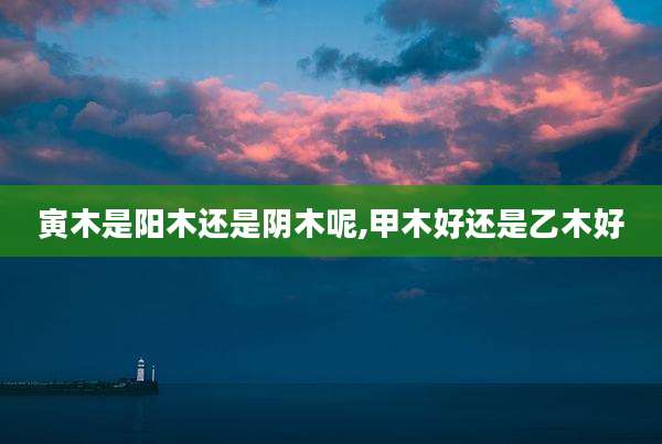 寅木是阳木还是阴木呢,甲木好还是乙木好