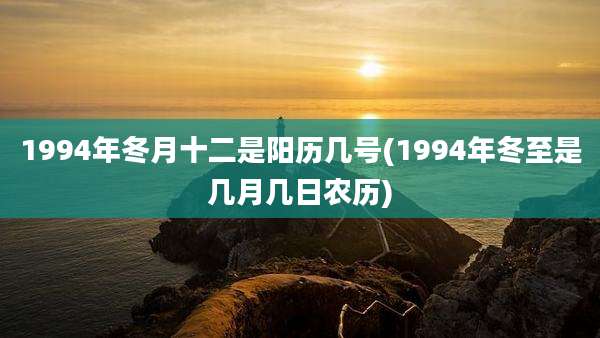 1994年冬月十二是阳历几号(1994年冬至是几月几日农历)