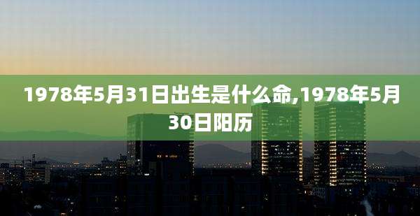 1978年5月31日出生是什么命,1978年5月30日阳历