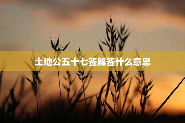 土地公五十七签解签什么意思