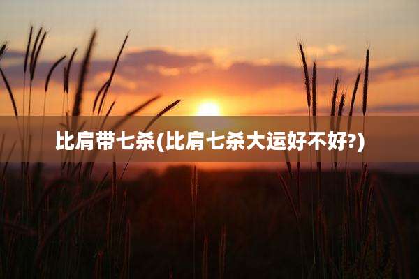 比肩带七杀(比肩七杀大运好不好?)