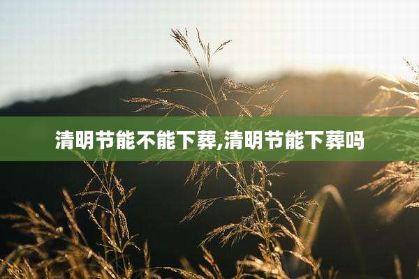 清明节能不能下葬,清明节能下葬吗