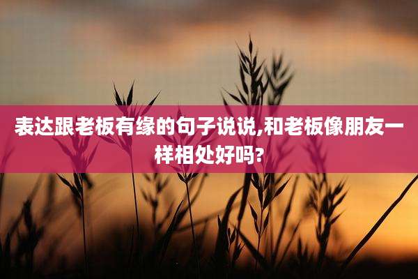 表达跟老板有缘的句子说说,和老板像朋友一样相处好吗?