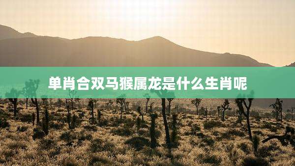单肖合双马猴属龙是什么生肖呢