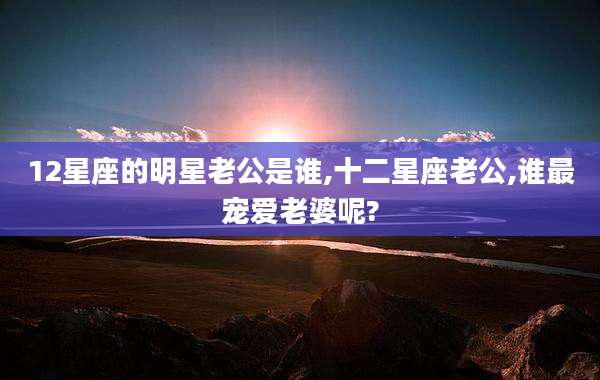 12星座的明星老公是谁,十二星座老公,谁最宠爱老婆呢?
