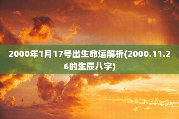 2000年1月17号出生命运解析(2000.11.26的生辰八字)
