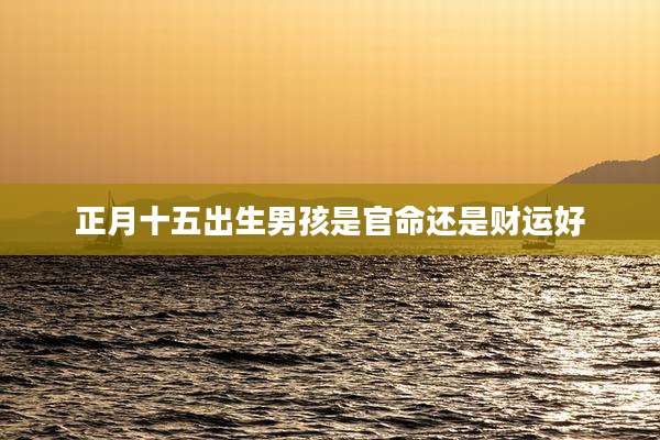 正月十五出生男孩是官命还是财运好