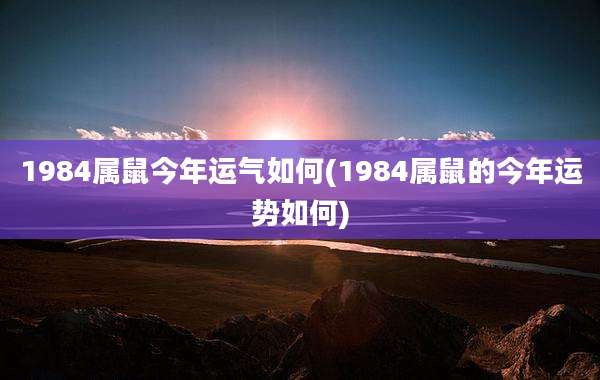 1984属鼠今年运气如何(1984属鼠的今年运势如何)