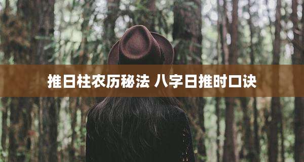 推日柱农历秘法 八字日推时口诀