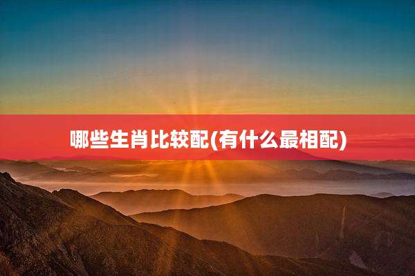 哪些生肖比较配(有什么最相配)