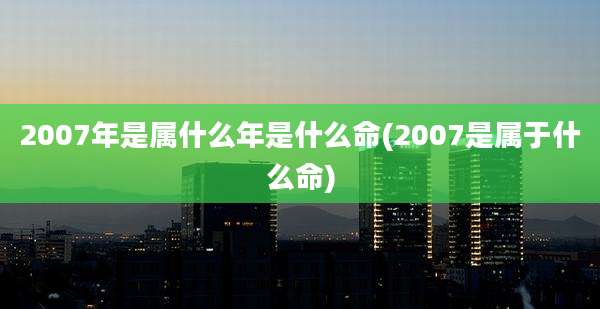 2007年是属什么年是什么命(2007是属于什么命)