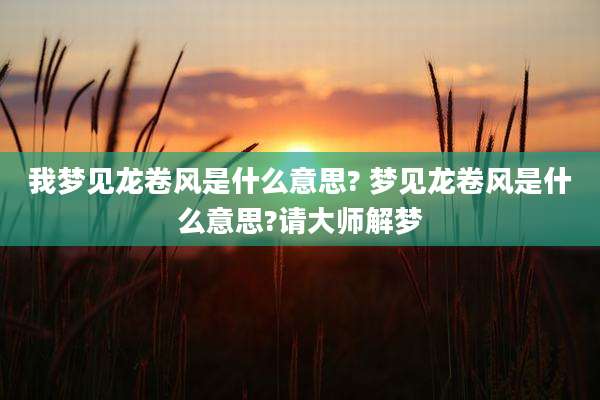 我梦见龙卷风是什么意思? 梦见龙卷风是什么意思?请大师解梦