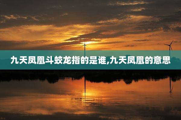 九天凤凰斗蛟龙指的是谁,九天凤凰的意思