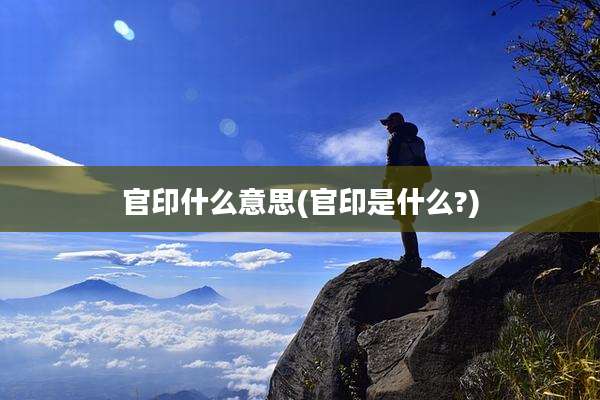 官印什么意思(官印是什么?)