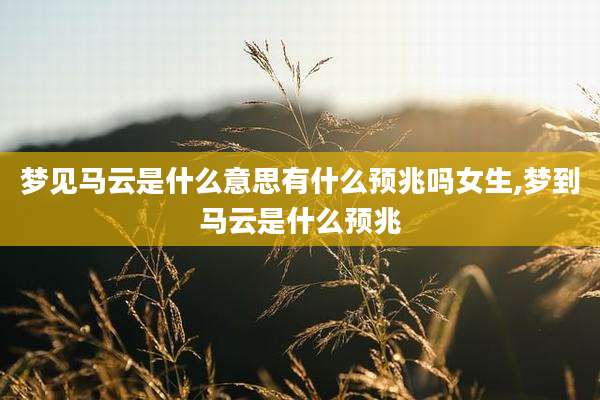 梦见马云是什么意思有什么预兆吗女生,梦到马云是什么预兆