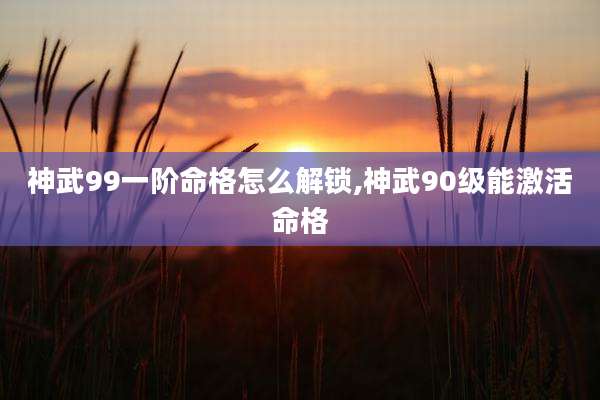 神武99一阶命格怎么解锁,神武90级能激活命格