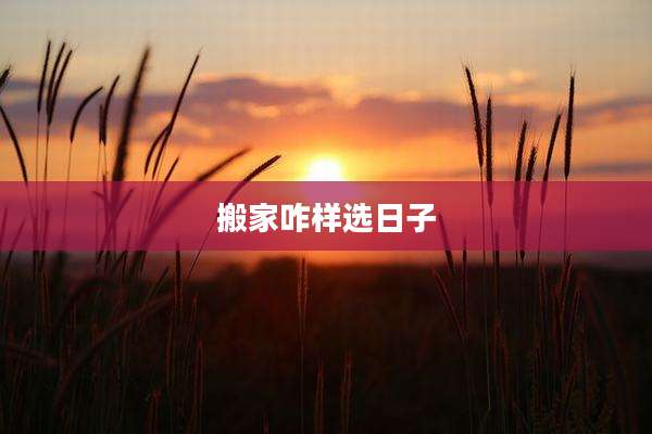搬家咋样选日子