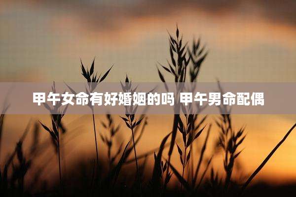 甲午女命有好婚姻的吗 甲午男命配偶