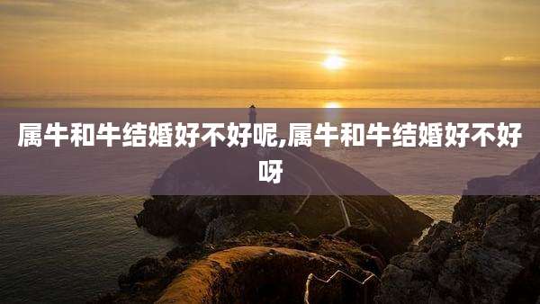属牛和牛结婚好不好呢,属牛和牛结婚好不好呀