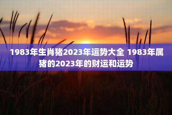 1983年生肖猪2023年运势大全 1983年属猪的2023年的财运和运势
