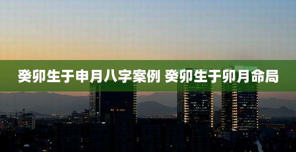 癸卯生于申月八字案例 癸卯生于卯月命局