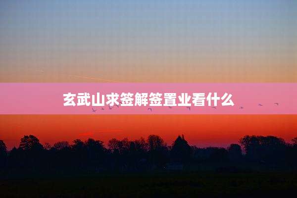 玄武山求签解签置业看什么