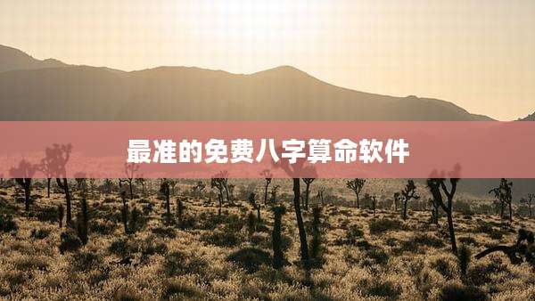 最准的免费八字算命软件