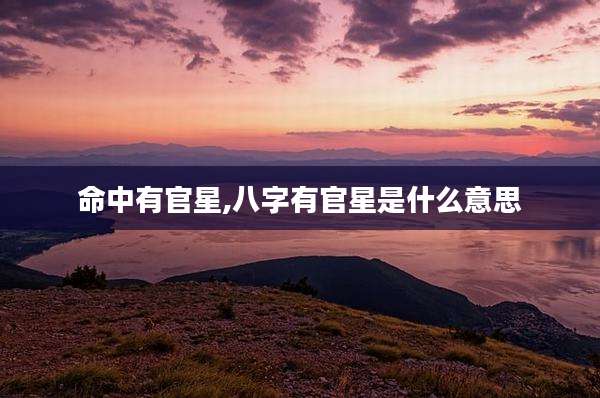 命中有官星,八字有官星是什么意思