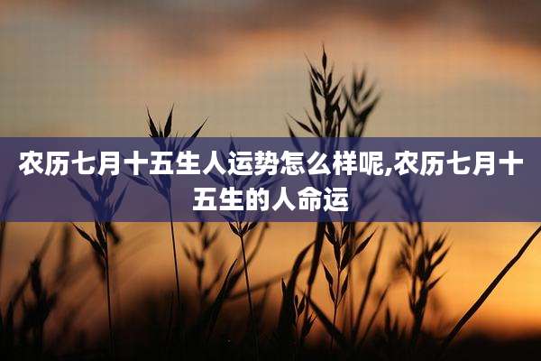 农历七月十五生人运势怎么样呢,农历七月十五生的人命运