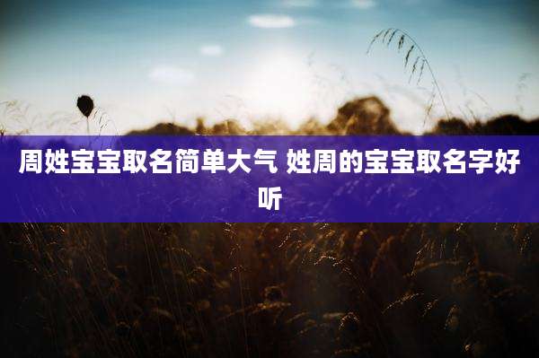 周姓宝宝取名简单大气 姓周的宝宝取名字好听