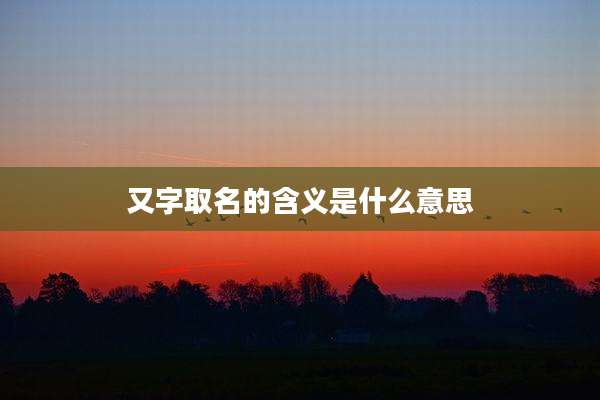 又字取名的含义是什么意思