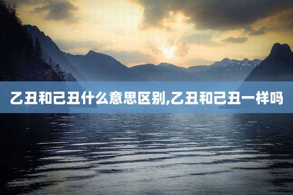 乙丑和己丑什么意思区别,乙丑和己丑一样吗