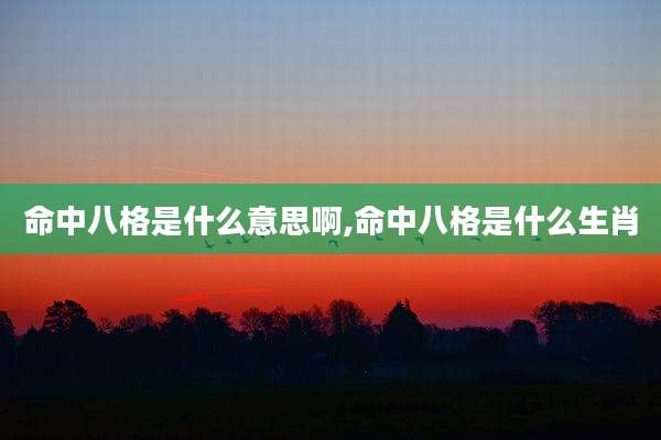 命中八格是什么意思啊,命中八格是什么生肖