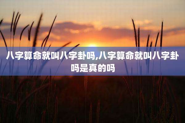 八字算命就叫八字卦吗,八字算命就叫八字卦吗是真的吗