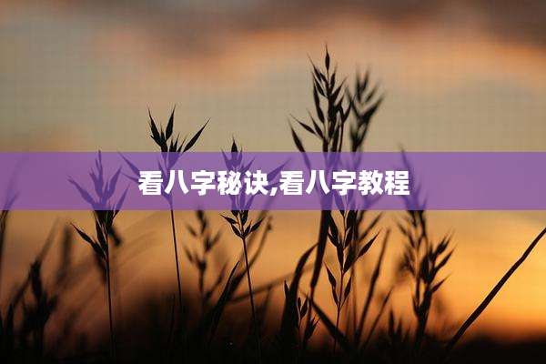 看八字秘诀,看八字教程