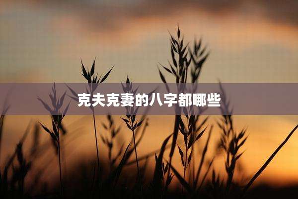 克夫克妻的八字都哪些