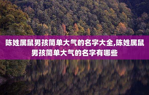 陈姓属鼠男孩简单大气的名字大全,陈姓属鼠男孩简单大气的名字有哪些