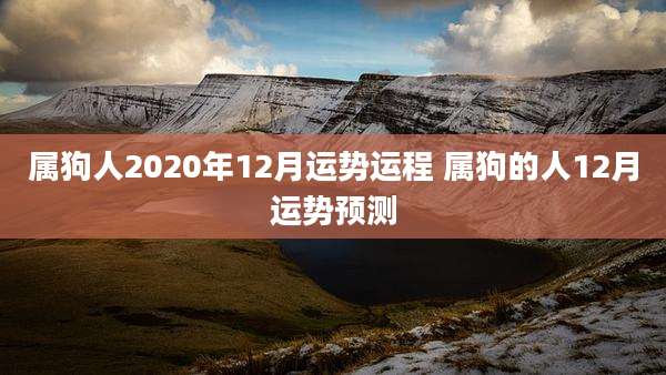 属狗人2020年12月运势运程 属狗的人12月运势预测
