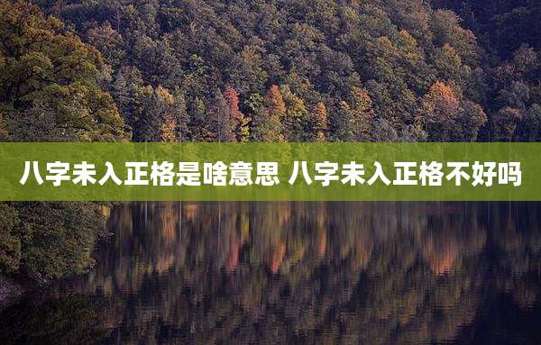 八字未入正格是啥意思 八字未入正格不好吗