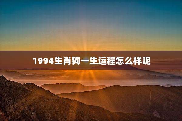 1994生肖狗一生运程怎么样呢