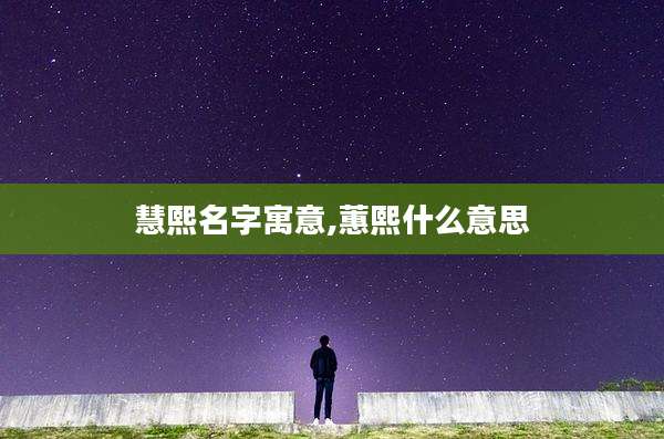 慧熙名字寓意,蕙熙什么意思